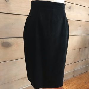 EVAN DAVIES black suede leather pencil skirt